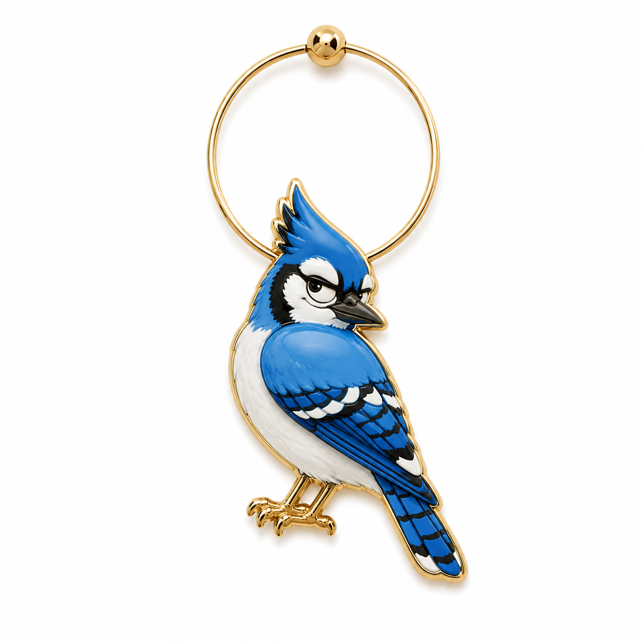 The Instigator — Blue Jay wine charm illustration