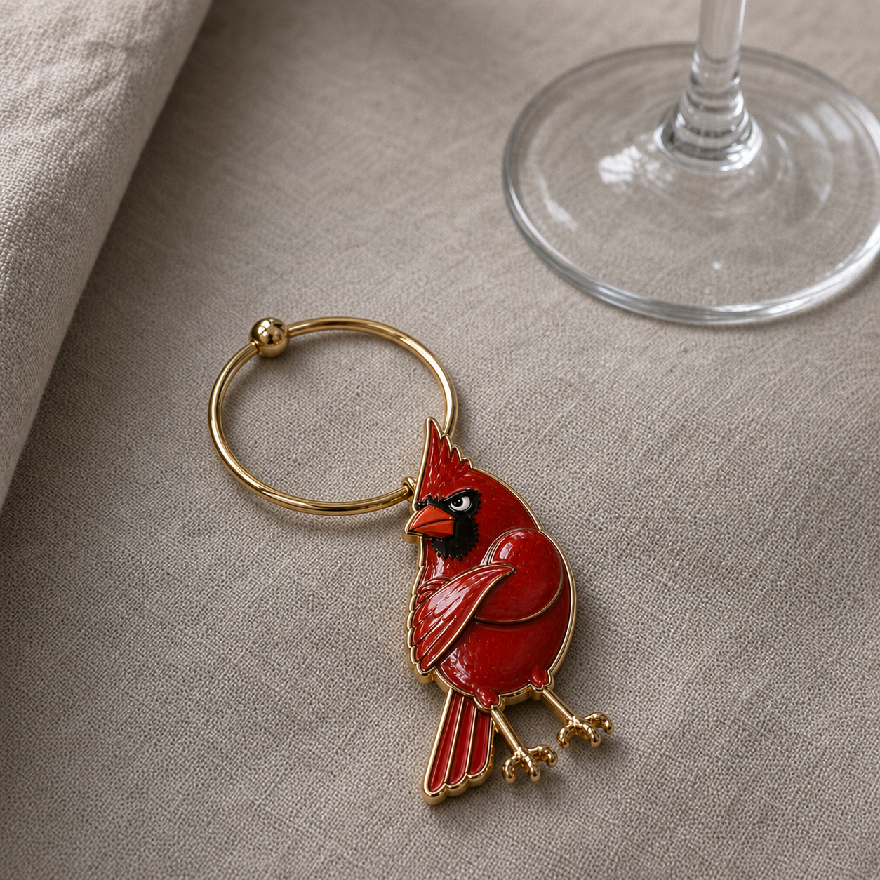 Set of six bird-shaped wine glass charms